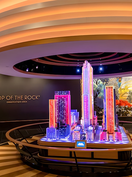 Model of New York City skyline at Top of the Rock Observation Deck entrance.