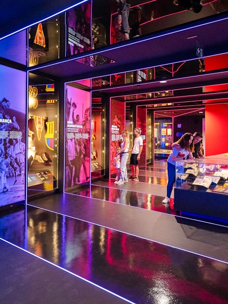 Visitors exploring exhibits at the Barça Museum in Spotify Camp Nou.