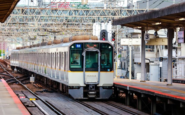 Local train arriving at Nagoya Station, Japan.