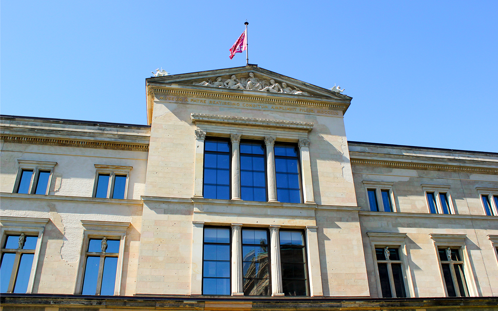 Neues Museum Berlin exterior with modern architectural elements.