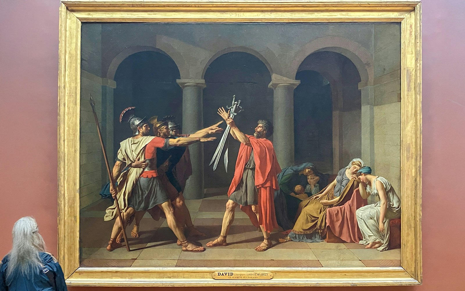 The Oath of the Horatii painting by Jacques-Louis David displayed at the Louvre Museum, Paris.