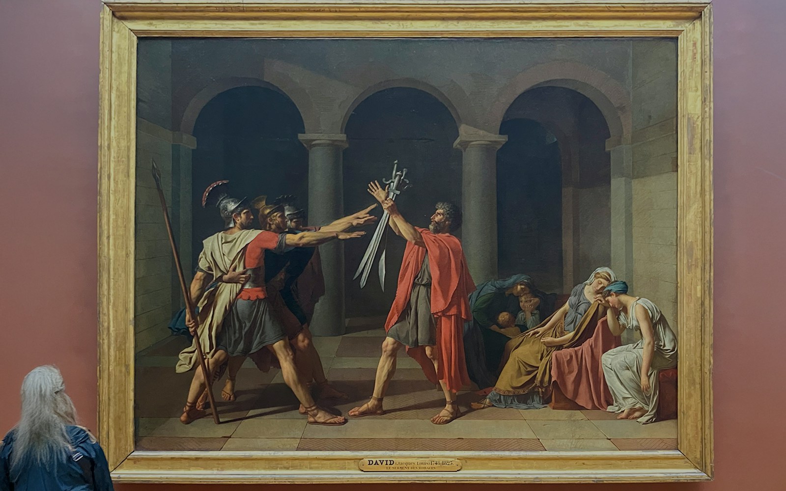 The Oath of the Horatii painting by Jacques-Louis David displayed at the Louvre Museum, Paris.