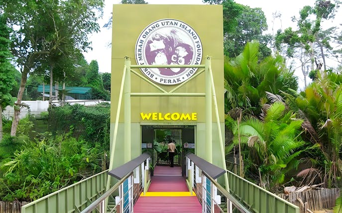 Entrance to Bukit Merah Orang Utan Island Foundation, Perak, Malaysia.