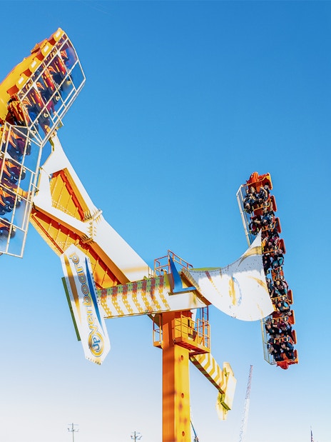 People enjoying a thrill ride at Fun Spot America, Orlando.
