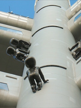 Crawling baby sculptures on Zizkov Tower, Prague.