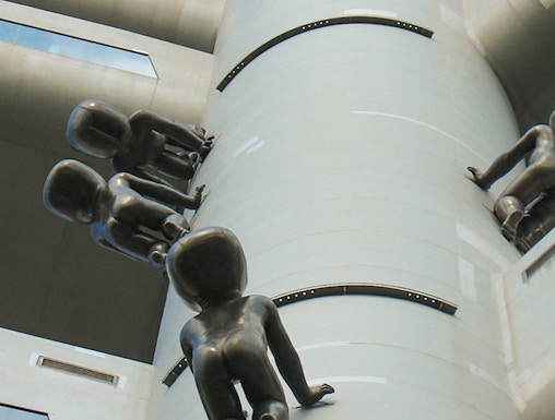 Crawling baby sculptures on Zizkov Tower, Prague.