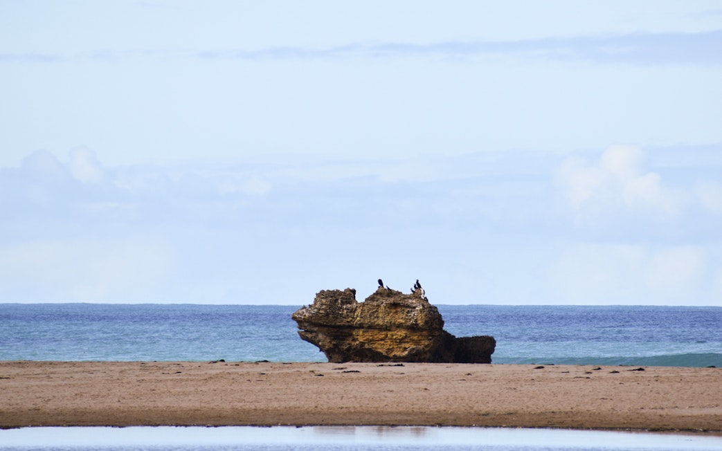 Rock formation on the beach along the Great Ocean Road, Australia.