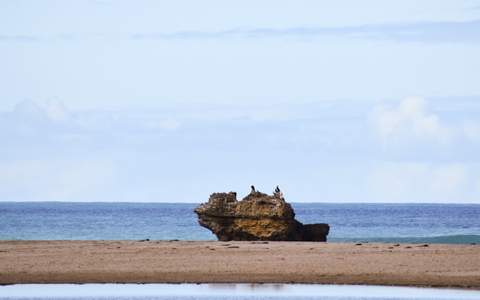 Rock formation on the beach along the Great Ocean Road, Australia.