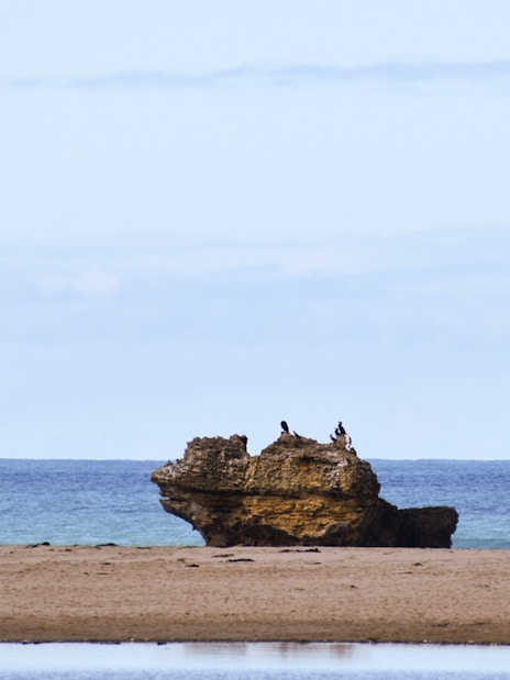 Rock formation on the beach along the Great Ocean Road, Australia.