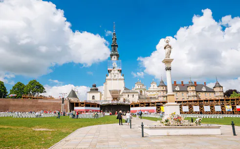 Jasna Gora Monastery with Black Madonna icon, Częstochowa, Poland, viewed from the courtyard.