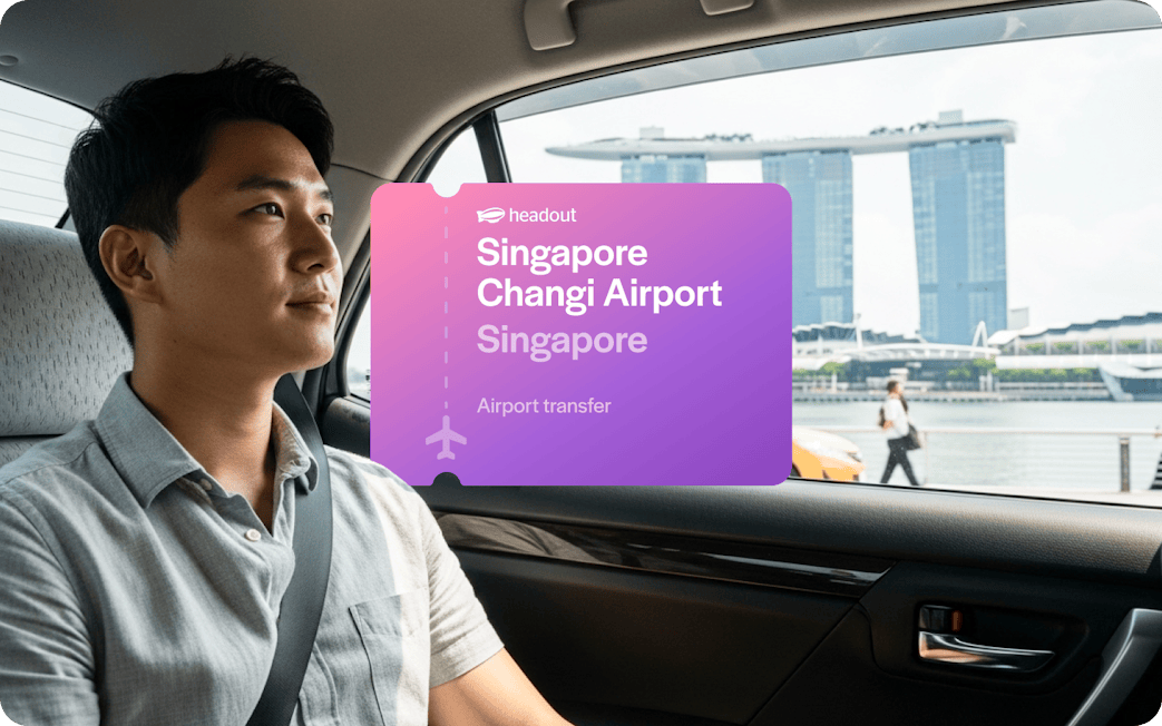 Private car transfer with view of Marina Bay Sands, Singapore.