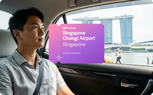 Private car transfer with view of Marina Bay Sands, Singapore.