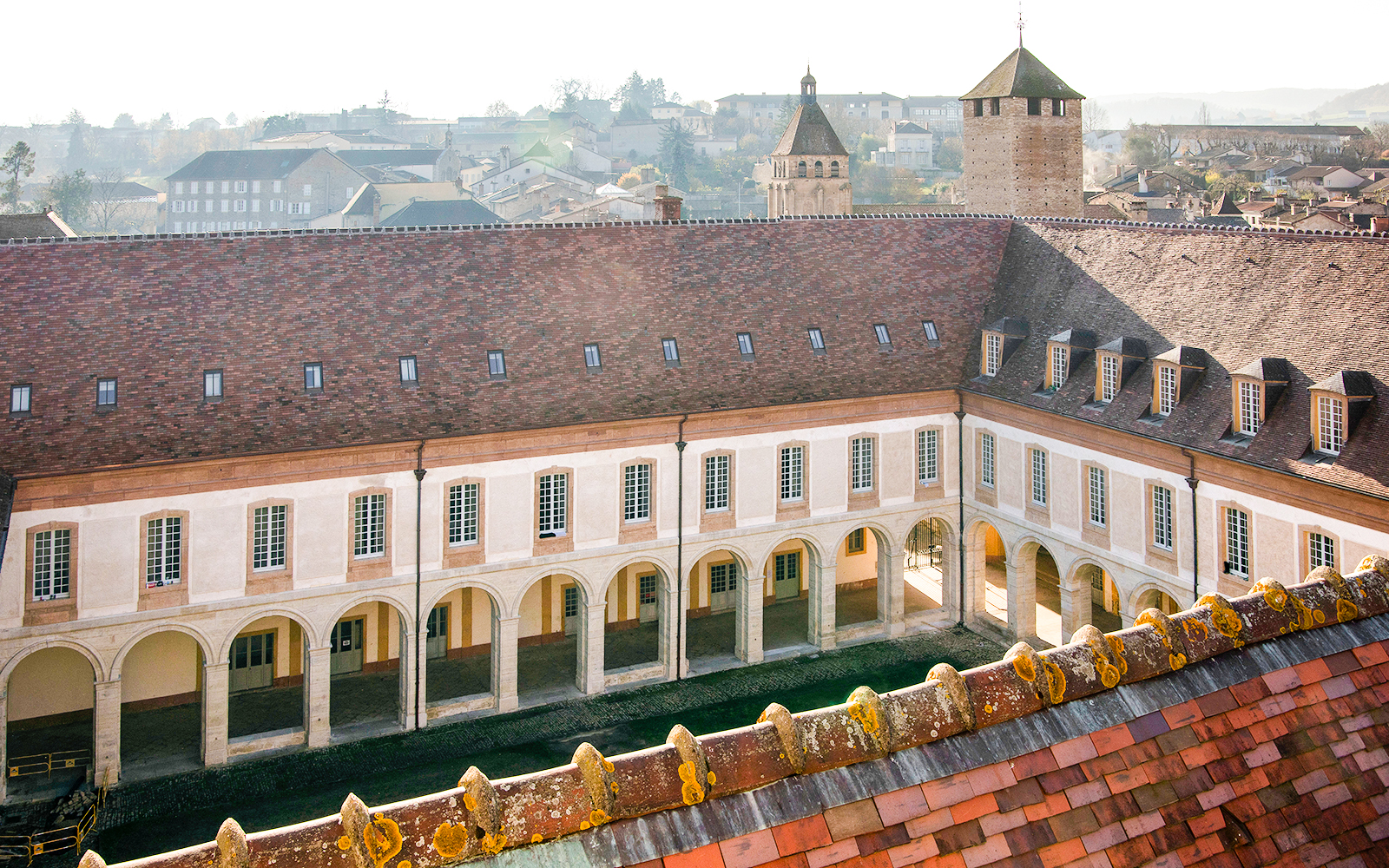 Abbaye de Cluny courtyard view from Tour des Fromages, Lyon, France.