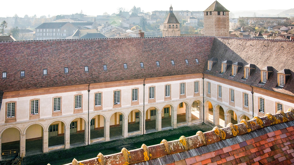 Abbaye de Cluny courtyard view from Tour des Fromages, Lyon, France.