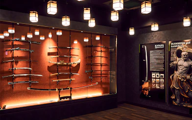Samurai swords display at Samurai Ninja Museum Tokyo.