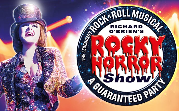 Rocky Horror Show poster with performer in sequined outfit, Southend-on-Sea.