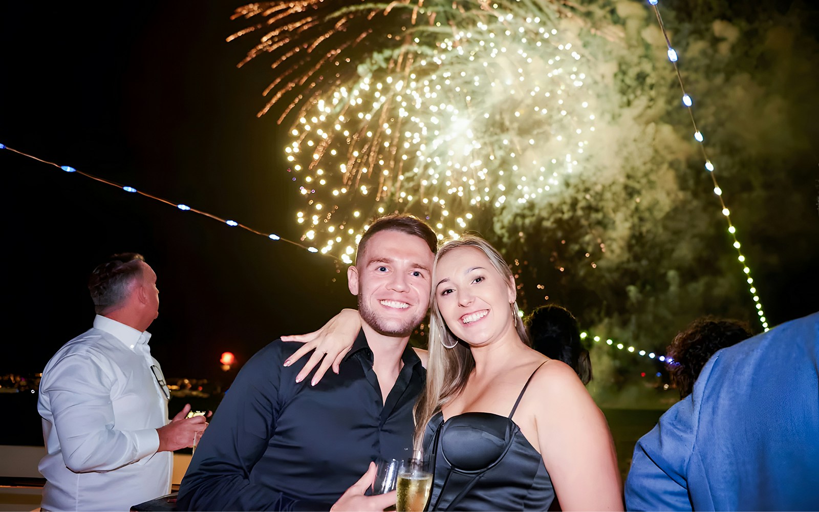 Guests enjoying the New Year's Eve Cruise in Sydney with DJ & Fireworks