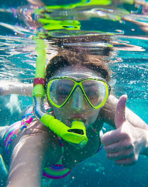 Snorkeler giving thumbs up at Irukandji Shark & Ray Encounters.