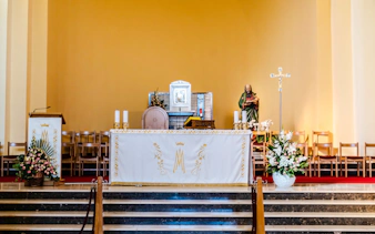Altar inside The Great Church of Saint James, Medjugorje, Bosnia and Herzegovina.