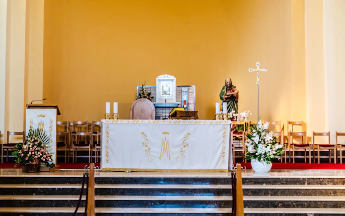 Altar inside The Great Church of Saint James, Medjugorje, Bosnia and Herzegovina.