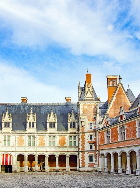 Royal Blois Castle exterior with Gothic and Renaissance architecture, France.