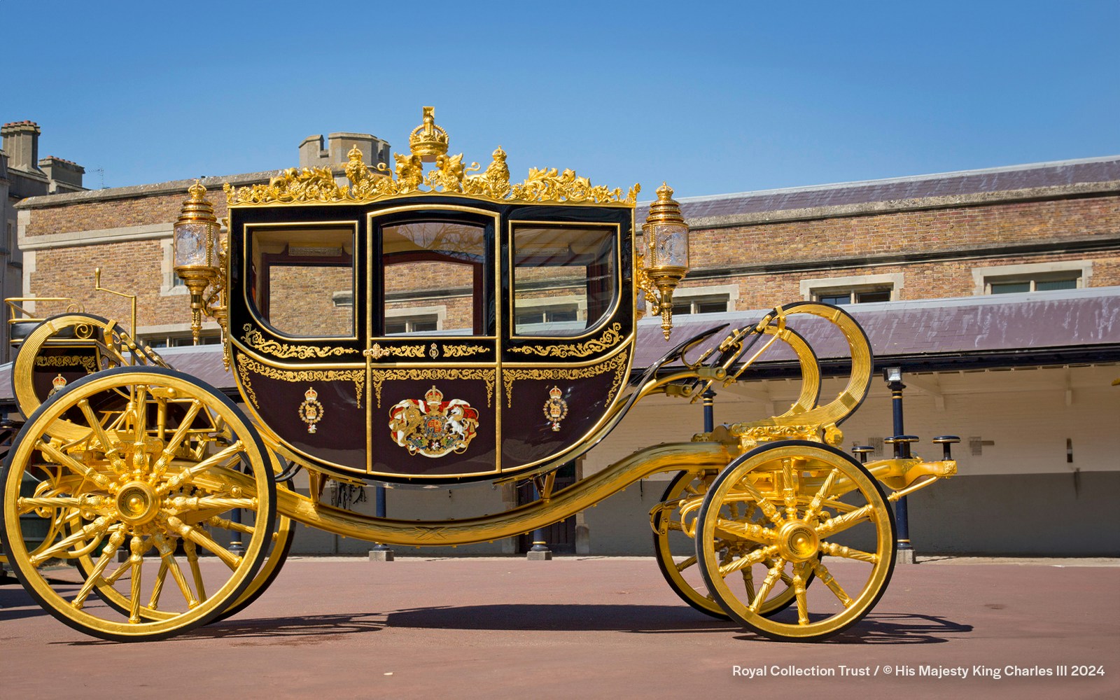 Diamond Jubilee State Coach at Royal Mews, Buckingham Palace, London.