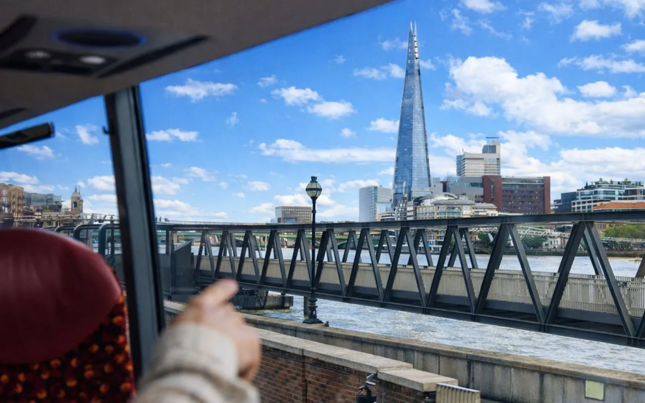 View of the Shard from a bus during the London Halloween Afternoon Tea Tour.
