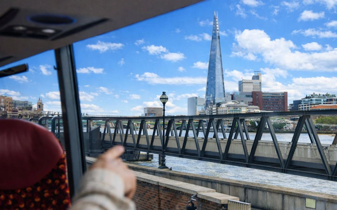 View of the Shard from a bus during the London Halloween Afternoon Tea Tour.