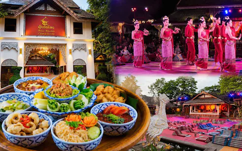 Chiang Mai Khan Toke dinner with traditional Thai dance performance and cultural setting.