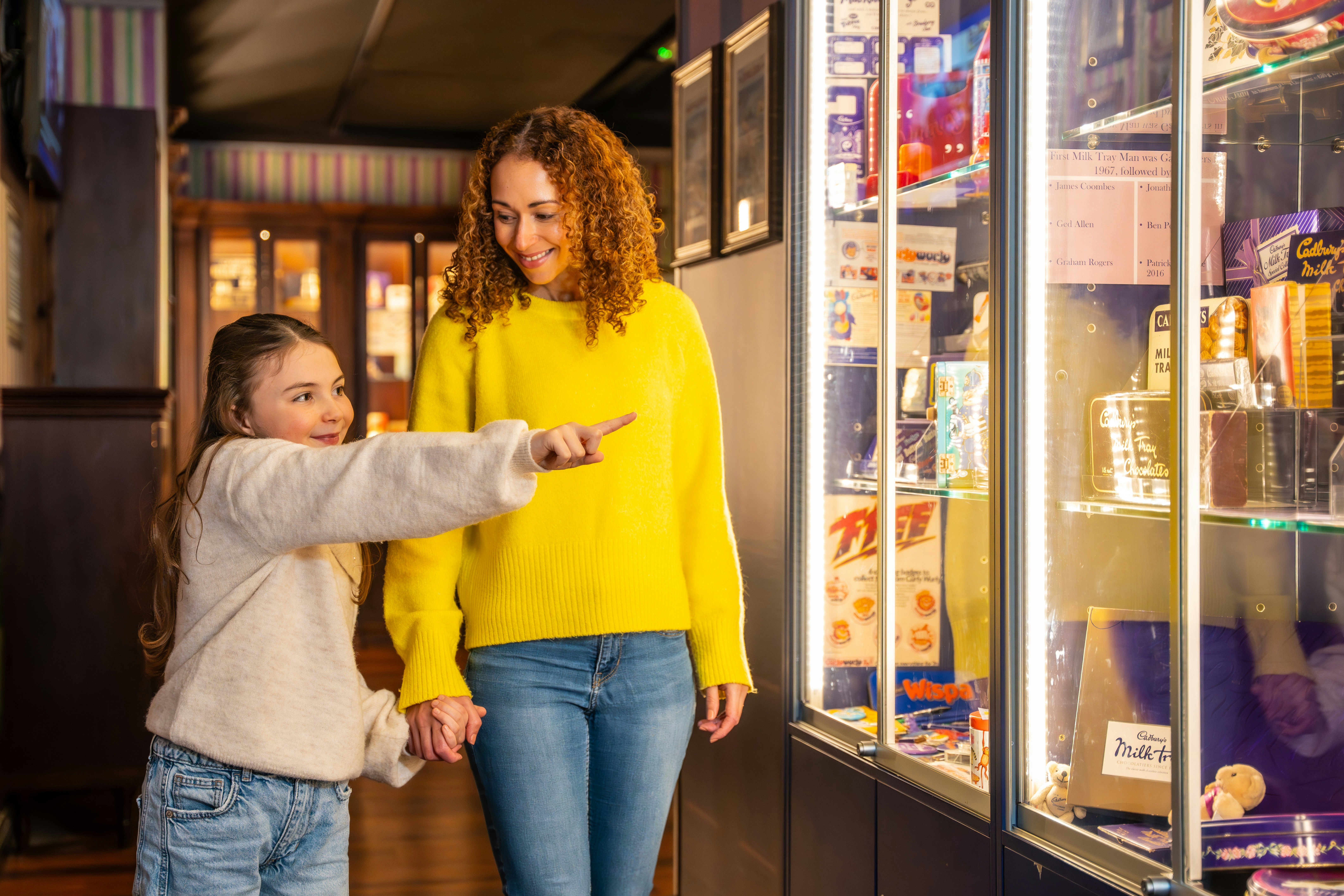 Guests exploring chocolate-making at Bourneville Experience, Cadbury World, Birmingham.