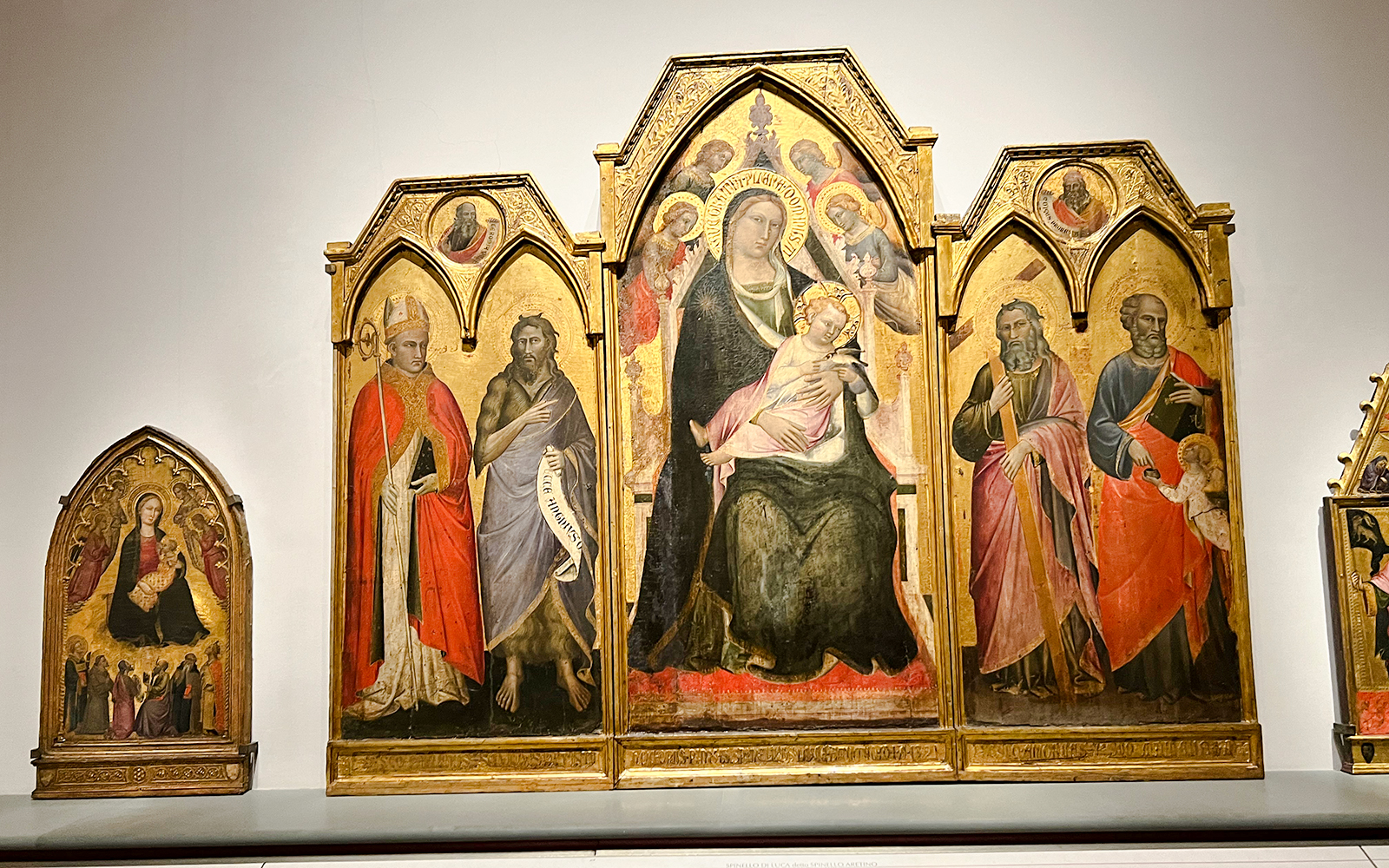 Taddeo Gaddi’s religious panels depicting saints and Madonna with Child in Accademia Gallery, Florence.
