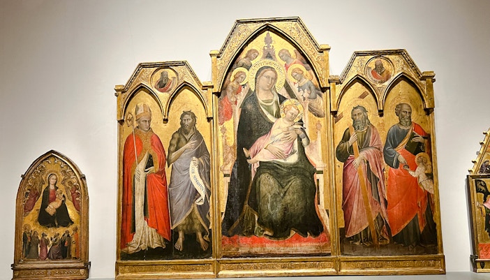 Taddeo Gaddi’s religious panels depicting saints and Madonna with Child in Accademia Gallery, Florence.