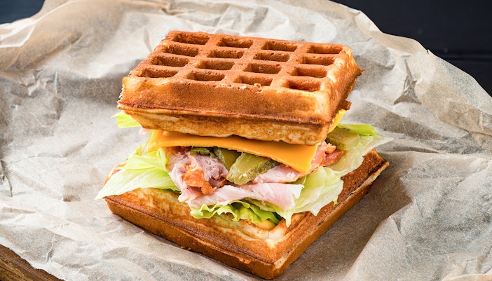 Belgian Waffle Sandwich viennese waffles with ham