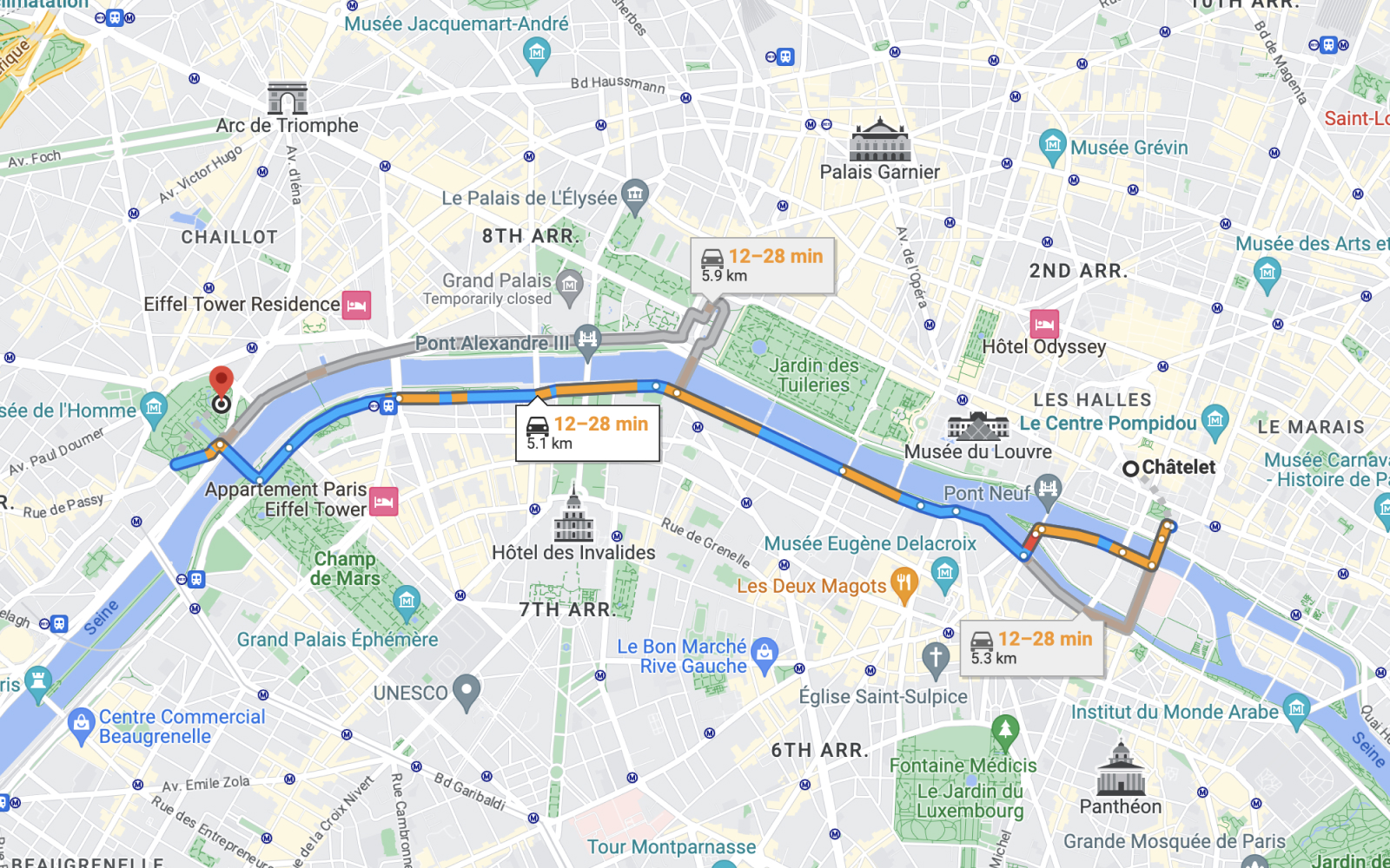 Getting to Aquarium de Paris by Car Map