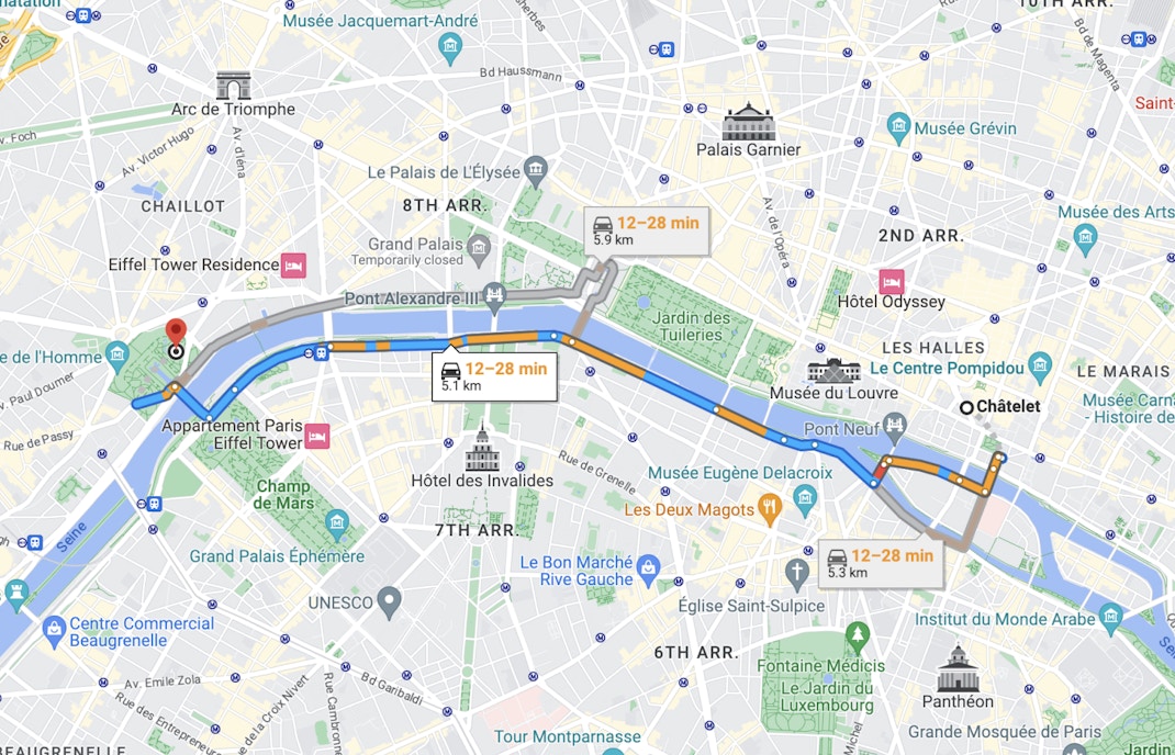 Getting to Aquarium de Paris by Car Map