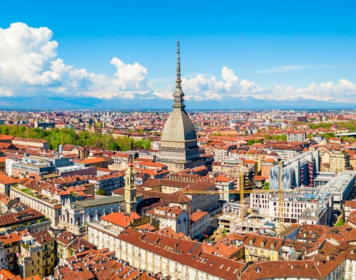 Turin aerial panoramic view, Italy