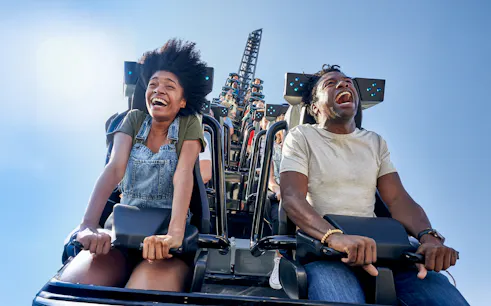 Guests enjoying a rollercoaster at Universal Studios Resort, Orlando, Florida.