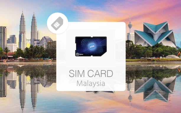 Malaysia 4G eSIM Card with Kuala Lumpur skyline in background.