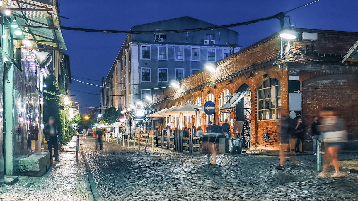 Maritime Museum exhibit at LX Factory, Lisbon showcasing historical ship models.