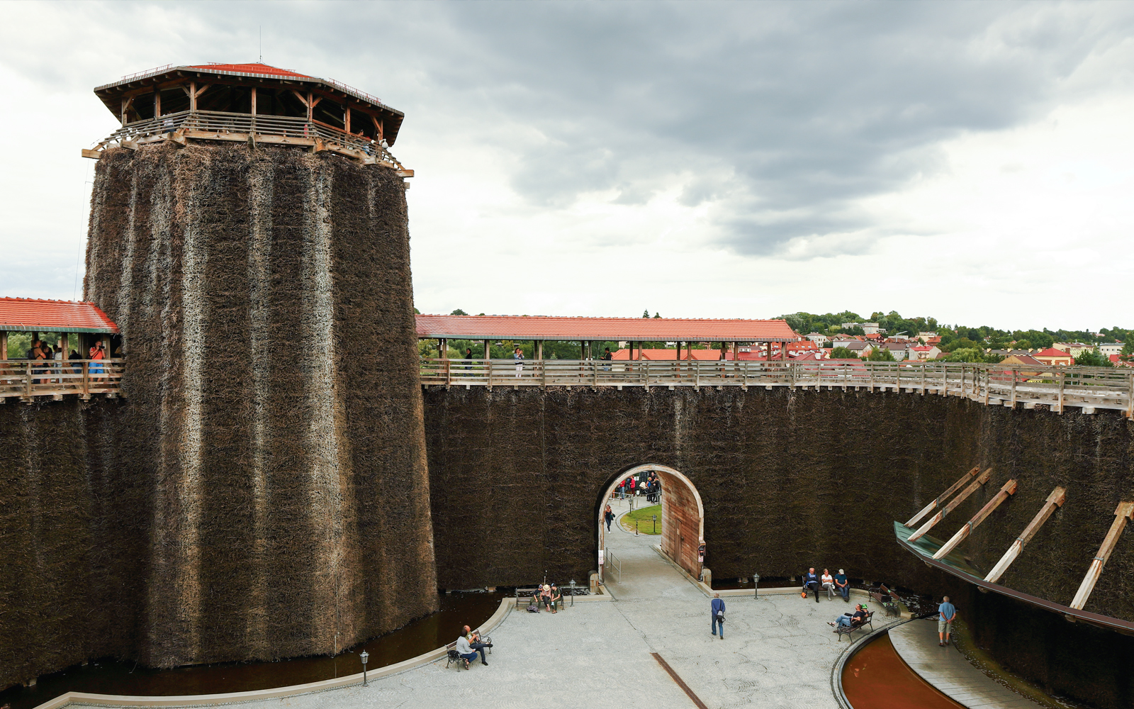 Brine Graduation Tower interior with cascading saltwater in Wieliczka, Poland.