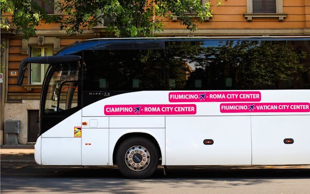 Terravision bus for Fiumicino Airport transfer to Rome city center.