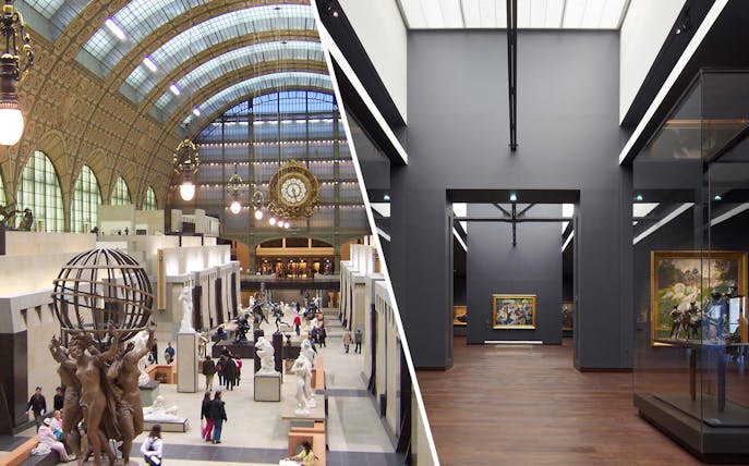 Orsay Museum sculptures and Orangerie Museum paintings in Paris.