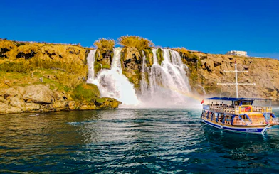 Antalya Coast Boat Cruise to Duden Waterfalls and Lara Beach with Lunch & Soft Drinks