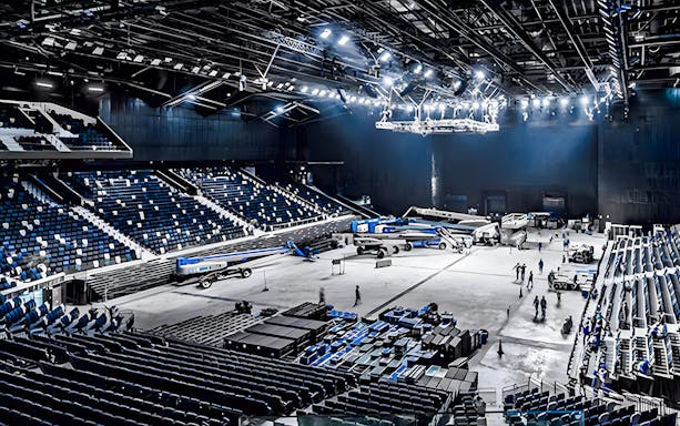 Etihad Arena setup for Symphony of Stars with Atif Aslam concert.