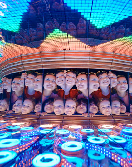 Reflections in the Perpetual Portrait room at Camera Obscura & World of Illusions, Edinburgh.