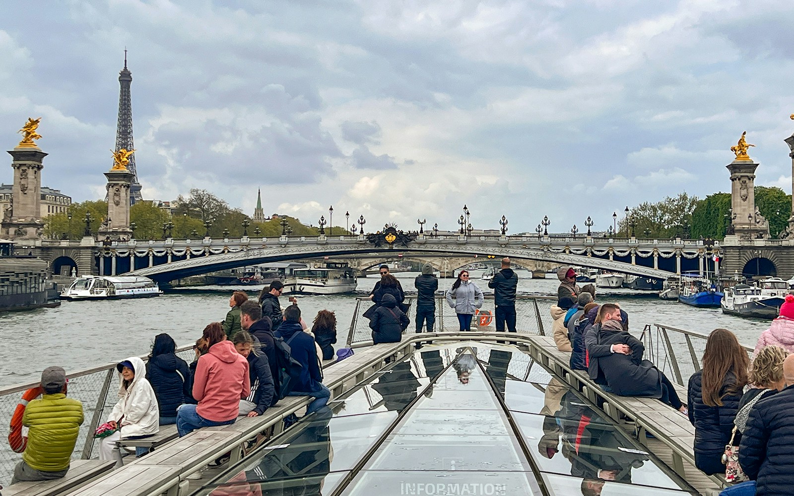 People on Seine river sightseeing cruise