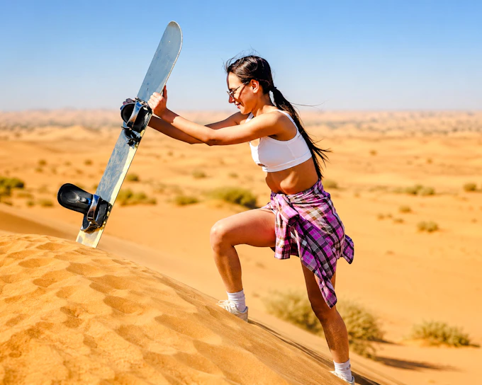 Dubai Desert Safari with Transfers, Dune Bashing, Camel Ride & Sandboarding