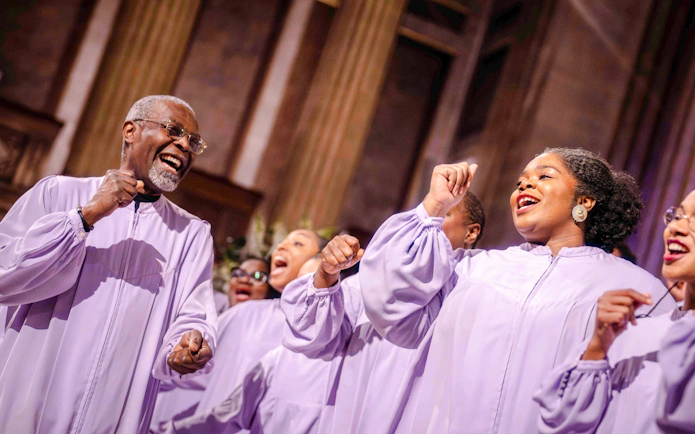 Choir singing at Gospel Dream Concert, American Cathedral, Paris.