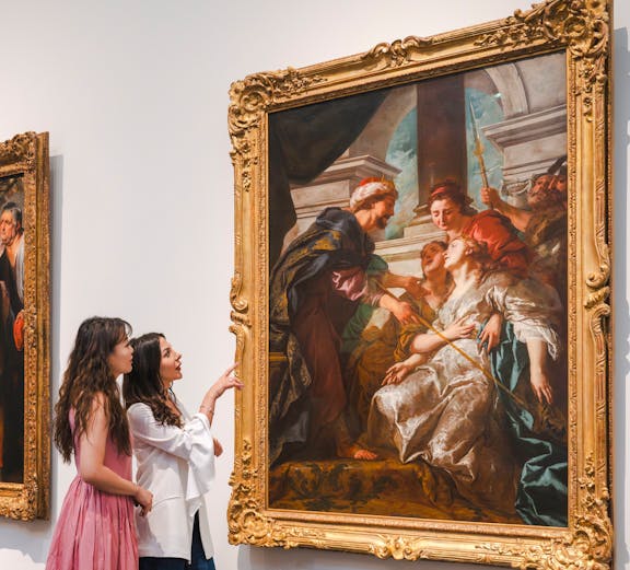 Women viewing Rubens' "The Education of the Virgin" at Louvre Abu Dhabi.