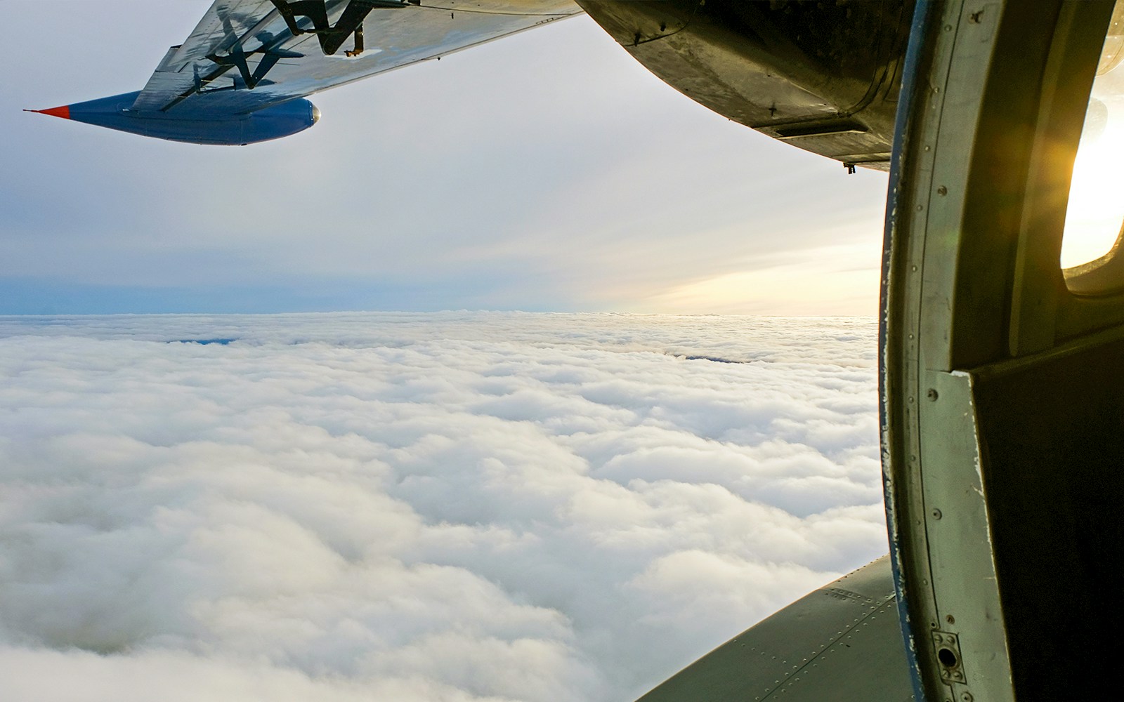View from the open door of a plane